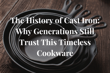 Stacked cast iron skillets on a wooden surface, viewed from above, illustrating traditional cookware used in the blog titled "The History of Cast Iron: Why Generations Still Trust This Timeless Cookware."
